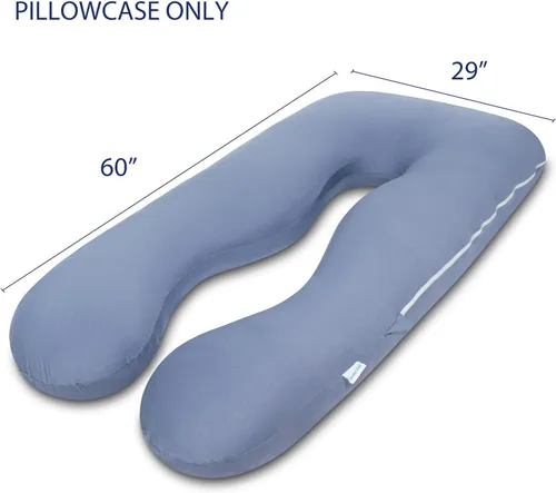 Vista 3 de QUEEN ROSE Funda de repuesto para almohada corporal de embarazo en forma de U, funda de almohada de maternidad sólida de 60 pulgadas, jersey sedoso