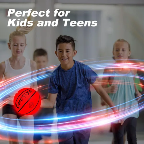 Vista 5 de Baloncesto que brilla en la oscuridad, baloncesto con luz LED, bola brillante nocturna, accesorios de regalo deportivo para niños y niñas de 8 a 12