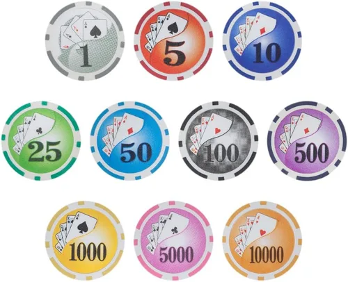 Vista 4 de Brybelly Yin Yang Poker Chip - Compuesto de arcilla pesada de 0.49 oz, paquete de 50
