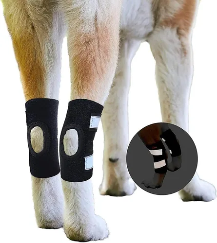 Vista 4 de Dog Knee Brace for ACL, Arthritis & Injury - 2 Pack Adjustable Dog Leg Support Wrap with Reflective Strips, Breathable & Elastic Dog Knee Pads for