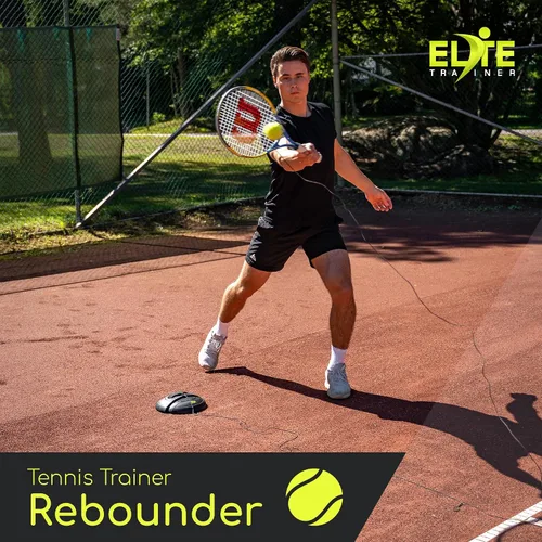 Vista 6 de Juego de pelotas de rebote de tenis Base de potencia resistente, no requiere relleno Tres pelotas de tenis, cuerda elástica larga y bolsa