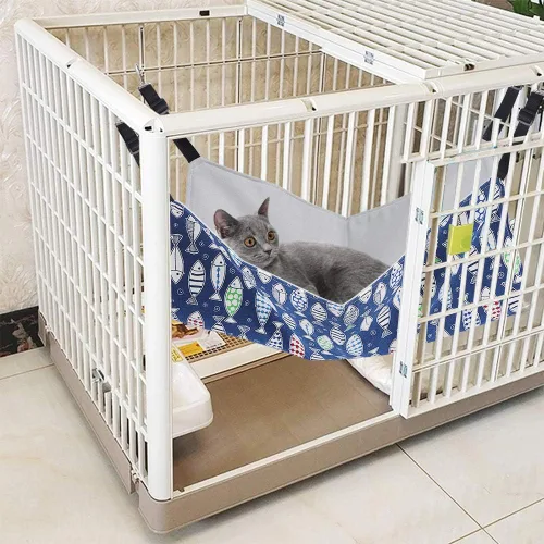 Vista 6 de Hamaca para gatos para jaula, hamaca colgante ajustable para gatos de 22 x