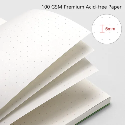 Vista 3 de RETTACY Cuaderno de diario punteado, 300 páginas, tamaño mediano A5
