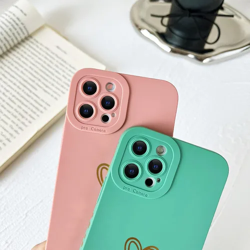 Vista 3 de Yeddabox Funda compatible con iPhone 12 Pro Max para mujer, funda bronceadora de lujo con forma de corazón, bonita funda de TPU suave a prueba