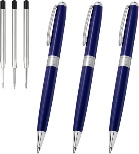 Vista 13 de Cambond Bolígrafos plateados – Bolígrafo giratorio de metal de tinta negra, punta media de 0.039 pulgadas para regalo, oficina, negocios, hombres