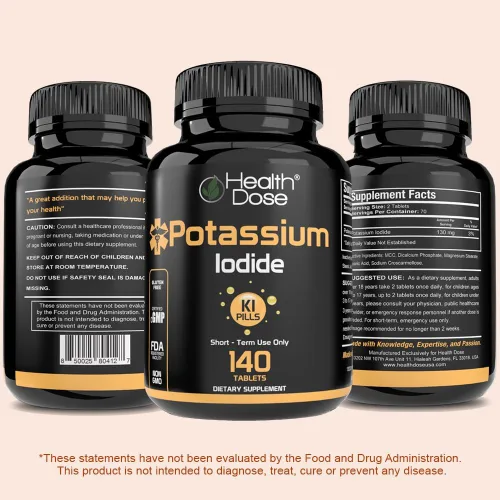 Vista 8 de Health Dose Tabletas de potasio + yoduro (KI) – 130 mg 140 tabletas – para apoyo tiroideo, metabolismo celular y equilibrio electrolítico – Sin OMG
