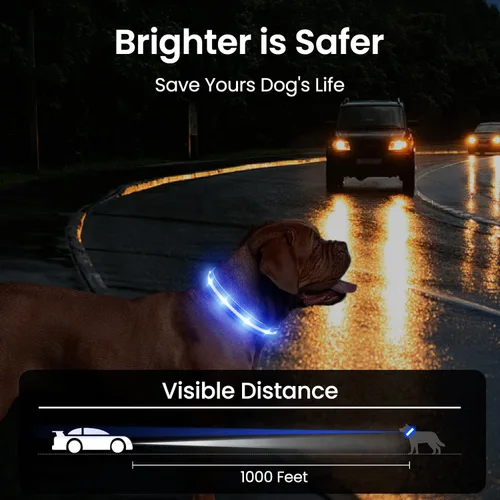 Vista 4 de MASBRILL Collar de perro con luces LED RGB, collar de perro recargable iluminado resistente al agua, collar de perro que brilla por la noche