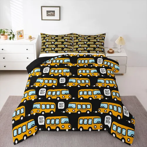 Vista 10 de Erosebridal Juego de edredón de camión de bomberos para niños, juego de ropa de cama de panal rojo brillante con diseño de panal de abeja