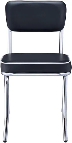 Vista 8 de CARTESIAN Sillas de comedor retro, tapizadas en color negro con marco cromado, juego de 2