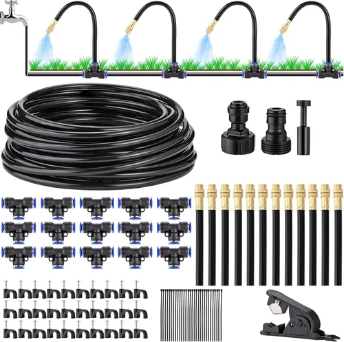Vista 7 de Kits automáticos de riego por goteo, sistema de riego de jardín, incluye filtro inhibidor de calcio y manguera de riego de 50 pies y 5/16 pulgadas
