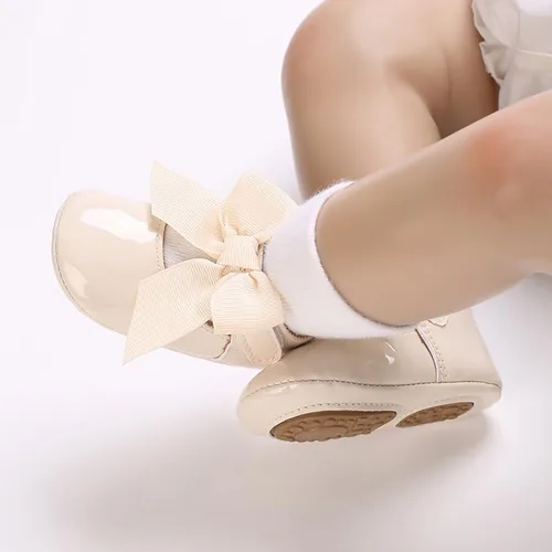 Vista 2 de LAFEGEN Zapatos planos Mary Jane para bebés y niñas con Bownot, suela suave, suela suave, piel sintética, recién nacidos, para primeros pasos