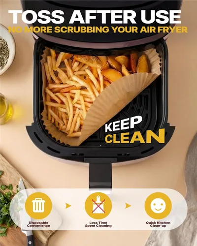 Vista 7 de Katbite Forros desechables para freidora de aire – Forros cuadrados antiadherentes de papel para freidora de aire de 8 pulgadas, papel pergamino sin