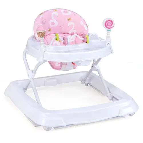 Vista 14 de HONEY JOY Andador de bebé, juguete plegable para empujar sentado y caminar detrás con ruedas, piano interactivo y pedantes, altura y velocidad Azul