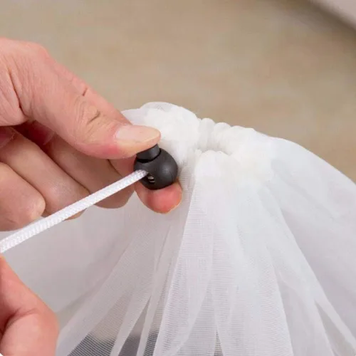 Vista 6 de Bolsas de lavandería de malla para prendas delicadas, bolsa de lavandería con cordón para lavadora antienredos - Blanco S