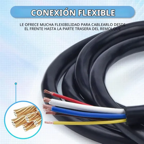 Vista 2 de Arnés de cableado de enchufe de remolque de 7 vías de 8 pies [Cable de alambre de remolque de 7 pines] [Control de freno y luz] [10-14AWG] Conector