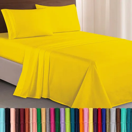 Vista 18 de Elegant Comfort Lujoso juego de sábanas de microfibra de alta calidad 1500 hoteleras bordadas de tres líneas más suaves de 4 piezas, resistente a
