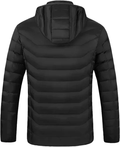 Vista 6 de Chaqueta térmica ligera con bolsillos para hombre y mujer, con capucha para invierno, con carga USB, abrigo térmico