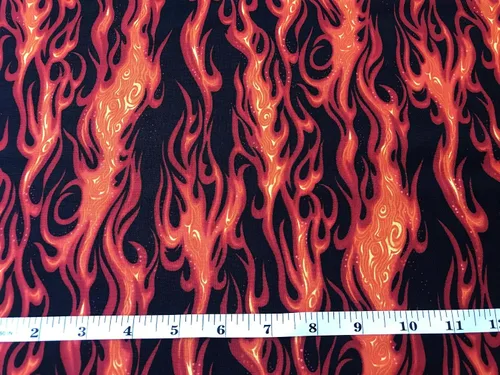 Vista 3 de Tela 100% algodón vendida por yarda 1 yarda = 36 pulgadas de longitud (llama de fuego en negro)