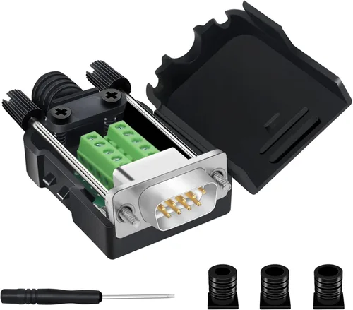 Vista 10 de 10 conectores DB9 macho Breakout, conectores RS232 de 9 pines, placa de módulo adaptador serie D-SUB RS485 sin soldadura con terminales de tornillo