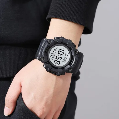 Vista 5 de XCZAP Cronómetro de esfera grande para hombre, relojes de pulsera digitales con luz LED, reloj de cuenta regresiva impermeable 5Bar