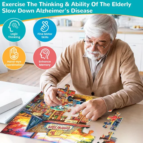 Vista 3 de 6 Paquetes de 24 Rompecabezas de Piezas Grandes para Personas Mayores, Productos para Demencia y Alzheimer, Juego de Memoria y Cognitivo Fácil