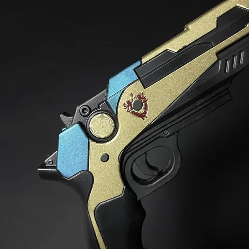Vista 4 de otaku gear Réplica de pistola decorativa de espuma, accesorio de disfraz para cosplay, juegos de rol y exhibición para adultos, Dorado