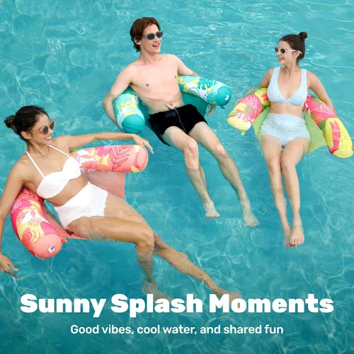 Vista 3 de SLOOSH Inflatable Pool Noodle Chair, 3 Packs Pool Floats Noodle Sling Floatie, Swimming Party Floating Chair for Adult Party Summer Water Fun