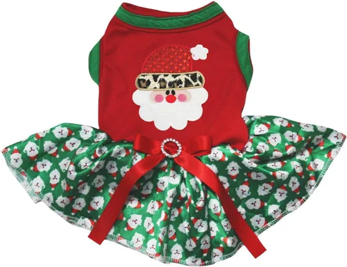 Vista 3 de Petitebella Leopard Santa Claus Face Puppy Dog Dress (Black/Gold Leopard, X-Small)
