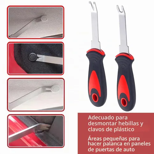 Vista 4 de Kit de herramientas de extracción de molduras y extractor de panel de puerta, juego de herramientas de palanca de metal, kit de removedor de clip