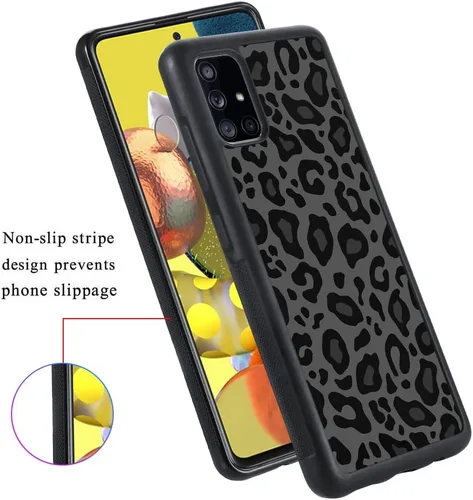 Vista 5 de KANGHAR - Carcasa compatible con Galaxy A51 5G, diseño de leopardo negro Tire Texture Non-Slip + Shockproof Rugged TPU Protective Case Designed