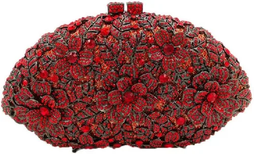 Vista 20 de Boutique De FGG Bolso de noche de flores de embrague de cristal de lujo para mujer, bolso de boda nupcial, bolso