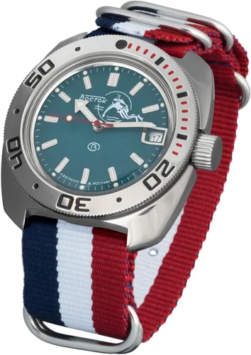 Vista 2 de Vostok Anfibio automático para hombre de cuerda automática Diver Amphibia 710059 caso reloj de pulsera, Buceador, cuerda automática