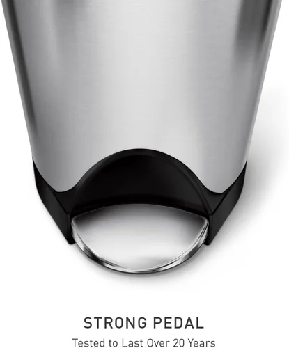 Vista 4 de Simplehuman - Cubo de basura para baño con tapa abatible de 10 litros / 2.6 galones, acero inoxidable cepillado con borde negro