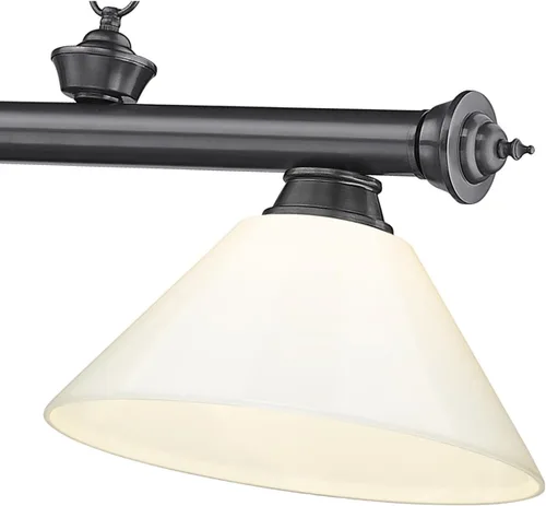 Vista 6 de Z-Lite 2306-3BP-PWH - Colgante de billar con cordón, 3 luces, 180 vatios totales, chapado en bronce