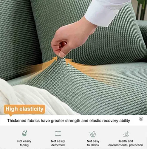 Vista 4 de Funda elástica para sofá de 1 pieza, protector de muebles, suave con parte inferior elástica para niños, tela jacquard de poliéster, elastano