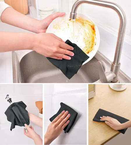 Vista 3 de KitchLife Rollo de Paño de Limpieza de Microfibra - Toallas de Papel de Microfibra Reutilizables Desgarrables, Sin Pelusa, Lavables, 20 Hojas