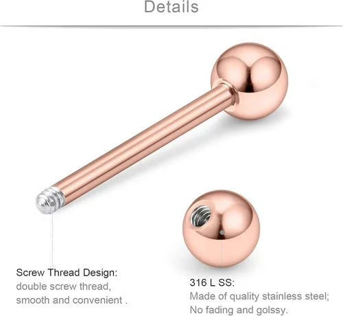 Vista 2 de SCERRING Anillos de pezón de acero inoxidable de 14G anillos de lengüeta rectos para mujeres y hombres 916 pulgadas 8 pares Metal Cristal Acrílico