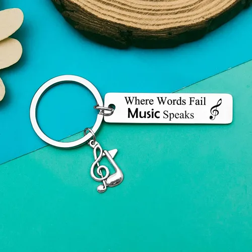 Vista 2 de Llavero de música para amantes de la música, regalos para mujeres y hombres, llavero de nota musical, regalo para profesores de música, regalo