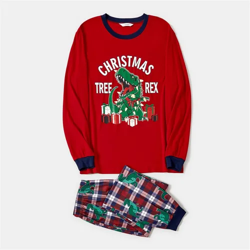 Vista 2 de PATPAT Pijamas de Navidad a juego para la familia, camiseta de alce de dibujos animados y parte inferior a rayas, pijamas de Navidad para dormir