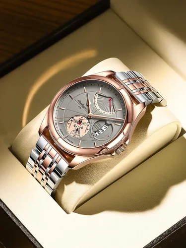 Vista 5 de KXAITO Fashion Business Mens Watches Stainless Steel Band Waterproof Quartz Watch for Men