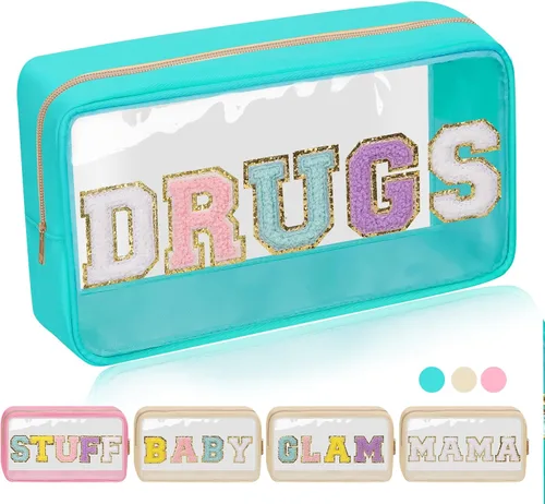 Vista 15 de Iqimott Bolsa de maquillaje transparente para bebé, bolsa de cosméticos personalizada de felpilla para viajes, de nailon, impermeable, artículos
