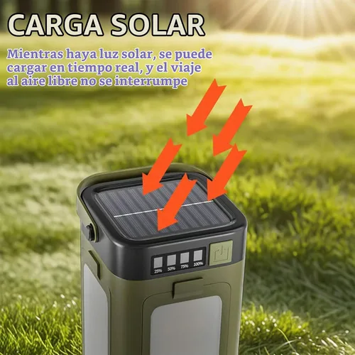 Vista 3 de Linterna LED plegable para exteriores, luz de campamento recargable con energía solar, linterna portátil, 6 modos de iluminación, linterna portátil