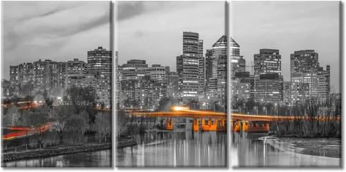 Vista 108 de TUMOVO Arte de pared en blanco y negro con paisaje urbano de Nueva York, decoración de pared de horizonte de Nueva York para sala de estar, puente
