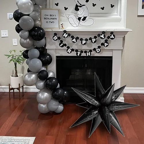 Vista 5 de Globos de estrella en forma de espiga, 2 unidades, grandes, color negro