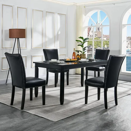 Vista 9 de Juego de 6 sillas de comedor de poliuretano, juego de sillas de Marfil