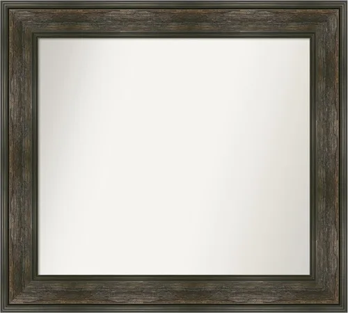 Vista 27 de Amanti Art Espejo de baño marrón para sobre fregadero, 26 x 26 pulgadas, espejo de tocador cuadrado marrón rústico Alexandria, marco de madera