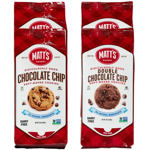 Vista 7 de Matt's Bakery Galletas con chispas de chocolate, horneadas suaves, sin OMG, ingredientes totalmente naturales; 4 bolsas (10.5 onzas cada una)