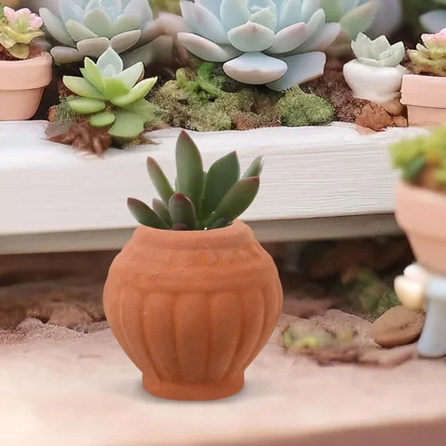 Vista 4 de Happyyami Macetas pequeñas de terracota, paquete de 4 macetas pequeñas de arcilla con agujeros de drenaje para suculentas, decoración de escritorio