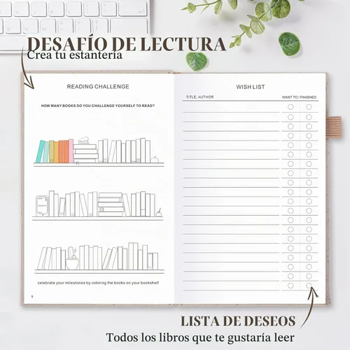 Vista 4 de JUBTIC Diario de Lectura - Diario de Libros Registro de Lectura para Revisar y Seguir tu Progreso de Lectura - Accesorios de Libros de Regalo