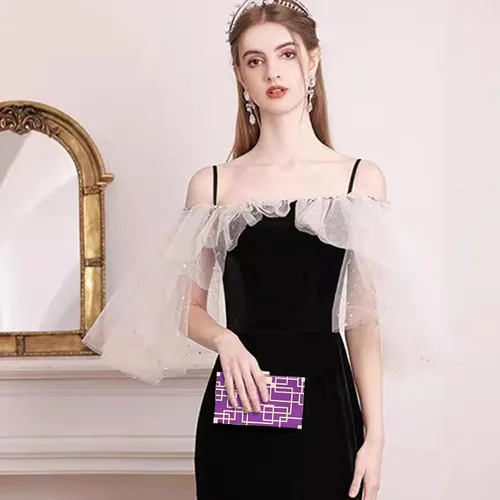 Vista 2 de CARIEDO Bolso de noche para mujer, elegante bolso de mano de terciopelo exquisito metal hueco, bolsos de graduación, boda, fiesta